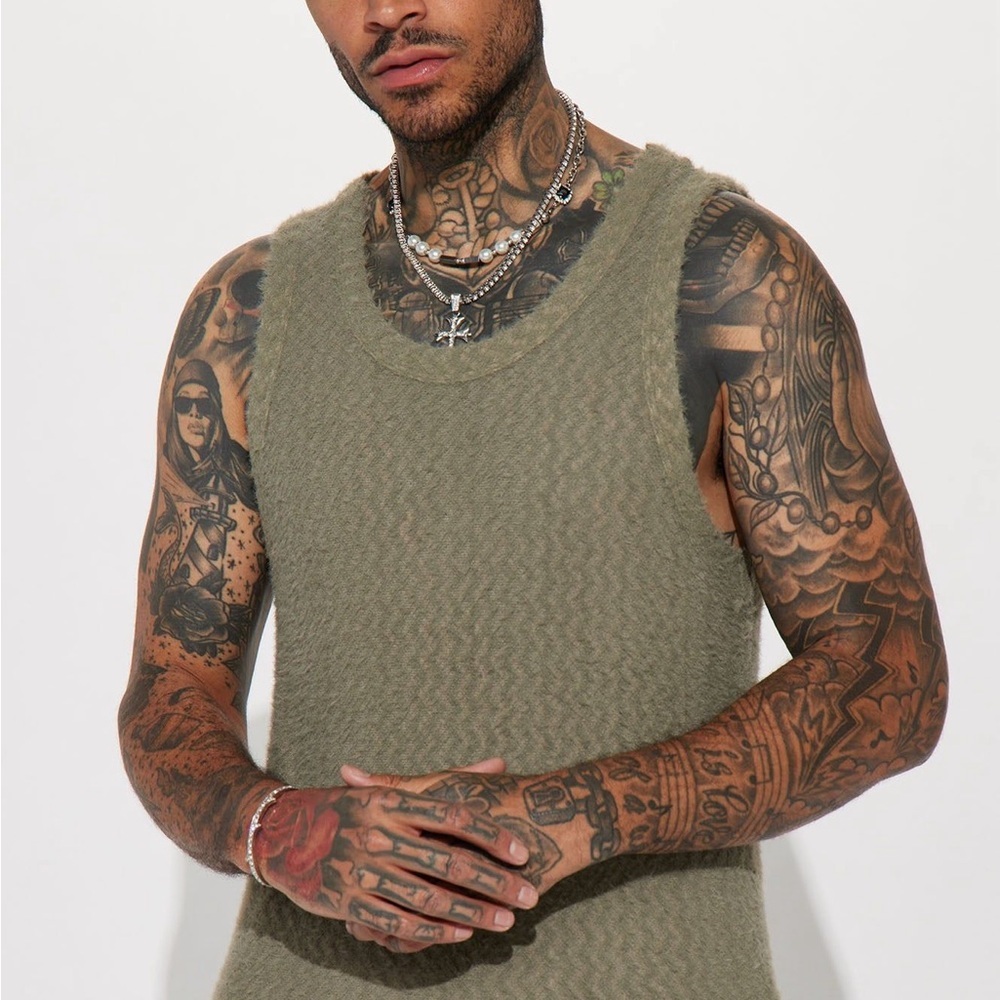 Fashion Nova men men’s Textured Tank Top in Gray xxl 2X 2XL sweater vest style - Picture 2 of 7